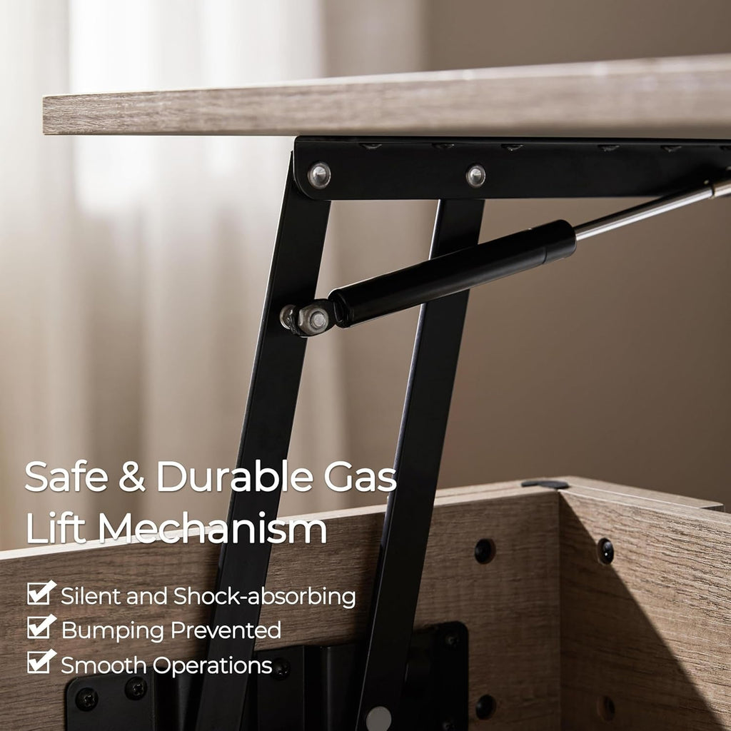 Lift Top Coffee Table With Hidden Compartment Grey-4