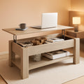 Lift Top Coffee Table With Hidden Compartment Grey-0