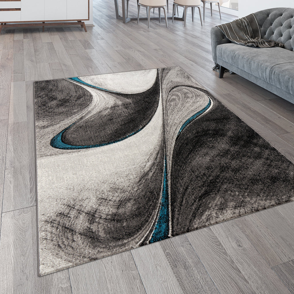 Modern Living Room Rug Brilliance Abstract Design - Grey Blue-4